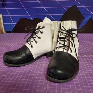 Black and white boots